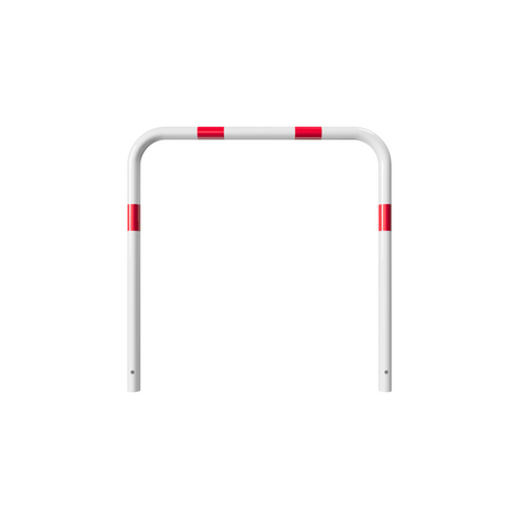 Wit-rode beschermbeugel Ø48 mm, 1000x1000 mm, voor betonverankering.
