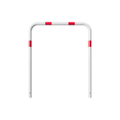 Witte-rode beschermbeugel Ø48 mm, 1000x1200 mm, voor betonverankering.