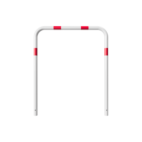 Witte-rode beschermbeugel Ø48 mm, 1000x1200 mm, voor betonverankering.