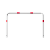 Witte-rode beschermbeugel Ø48 mm voor betonverankering, 1500x1000 mm, zonder tussenbuis.