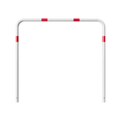 Witte-rode beschermbeugel Ø48 mm, 1500x1400 mm, voor betonverankering.