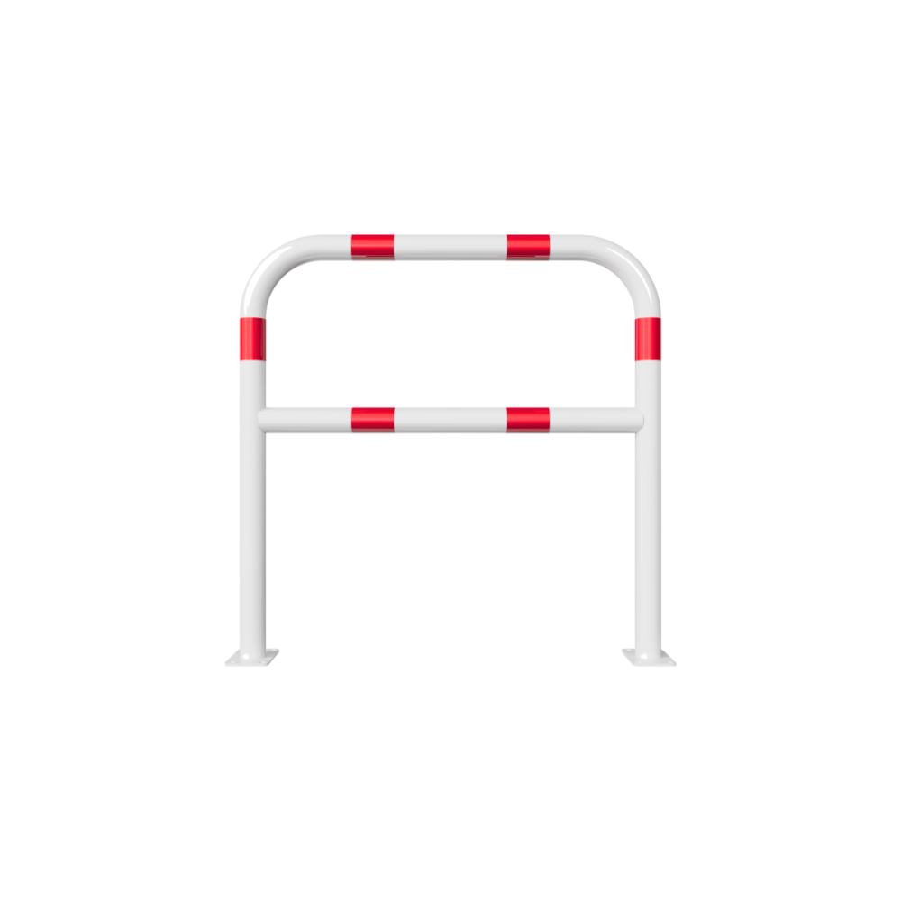 Beschermbeugel Ø60 mm | Wit-rood | Op voetplaat | Met tussenbuis