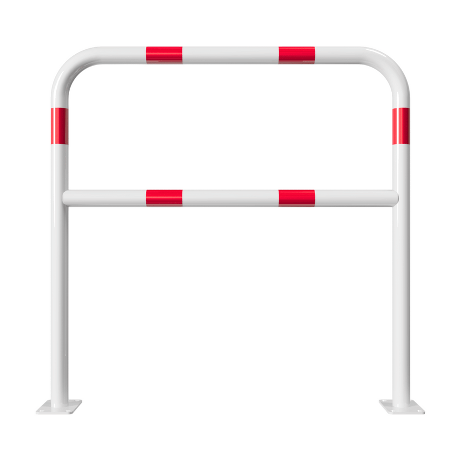 Beschermbeugel Ø48 mm | Wit-rood | Op voetplaat | Met tussenbuis