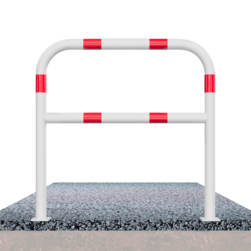 Beschermbeugel Ø60 mm | Wit-rood | Op voetplaat | Met tussenbuis