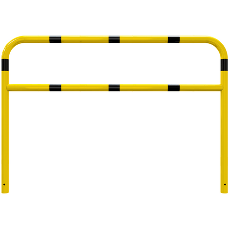 Gele en zwart gestreepte beschermbeugel Ø60 mm, 2000 x 1400 mm, voor betonverankering.