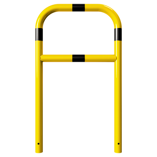 Beschermbeugel Ø60 mm | Geel-zwart | Voor verankering in beton | Met tussenbuis