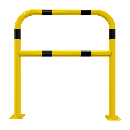 Beschermbeugel Ø60 mm | Geel-zwart | Op voetplaat | Met tussenbuis