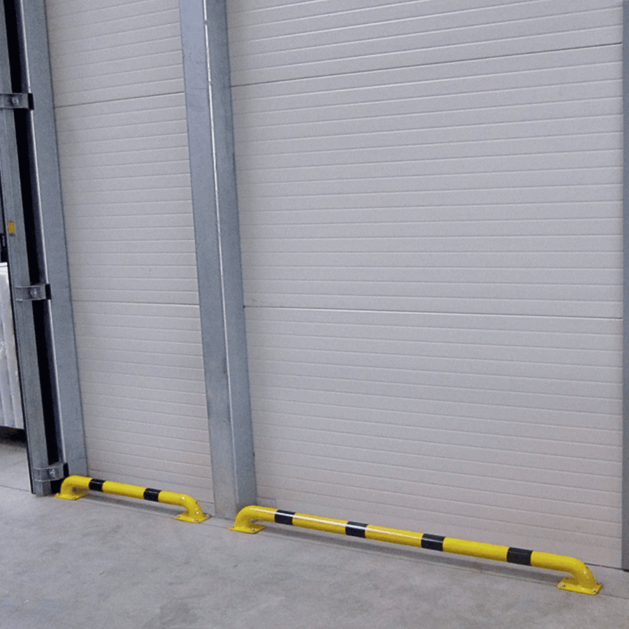 Stootbeschermer Ø60 mm | Geel-zwart | Op voetplaat