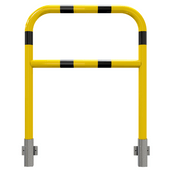 Gele en zwart gestreepte veiligheidsrailing Ø60 mm, 1000x1200 mm, voor muurbevestiging, afneembaar.