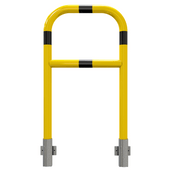 Gele en zwart gestreepte veiligheidsrailing Ø60 mm, 700x1200 mm, voor muurbevestiging, afneembaar.