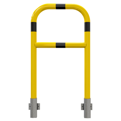 Gele en zwart gestreepte veiligheidsrailing Ø60 mm, 700x1200 mm, voor muurbevestiging, afneembaar.
