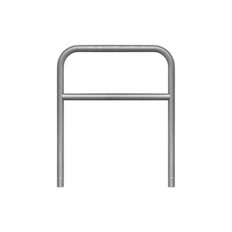 Verzinkt stalen beschermbeugel Ø60 mm, 1000x1200 mm, met tussenbuis voor betonverankering.