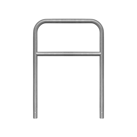 Verzinkt stalen beschermbeugel Ø60 mm, 1000x1400 mm, met tussenbuis voor betonverankering.