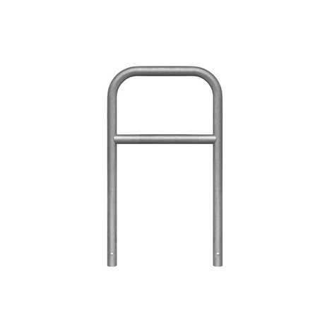 Verzinkt stalen beschermbeugel Ø60 mm, 700x1200 mm, met tussenbuis voor betonverankering.