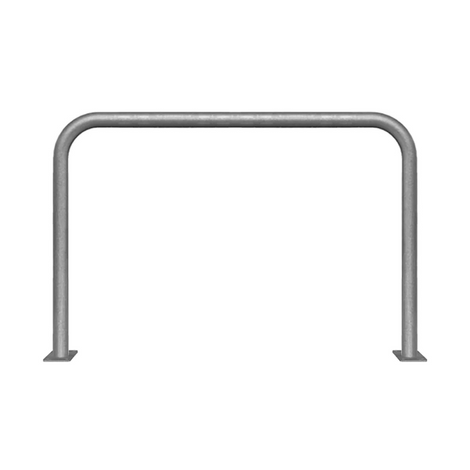 Verzinkt stalen beschermbeugel Ø60 mm, 1500x1000 mm, op voetplaat, zonder tussenbuis.