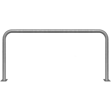 Verzinkt stalen beschermbeugel Ø60 mm, 2000x1000 mm, met voetplaat, zonder tussenbuis.