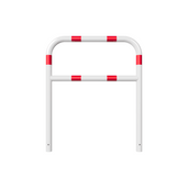Wit-rode beschermbeugel Ø60 mm, met tussenbuis, 1000x1200 mm, voor betonverankering.