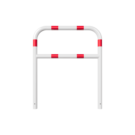Wit-rode beschermbeugel Ø60 mm, met tussenbuis, 1000x1200 mm, voor betonverankering.