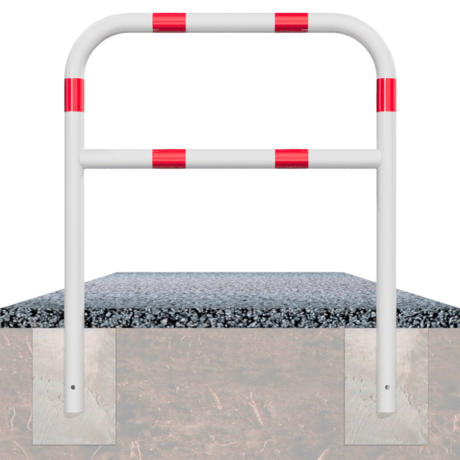 Beschermbeugel Ø60 mm | Wit-rood | Voor verankering in beton | Met tussenbuis