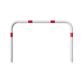 Witte beschermbeugel Ø60 mm met rode reflecterende banden, voor betonverankering.