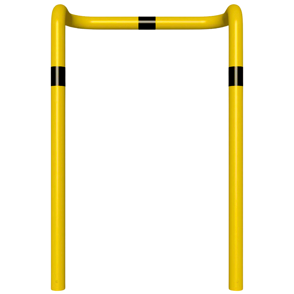 Beschermbeugel Ø76 mm | Geel-zwart | 2x hoek 90° | Voor verankering in beton