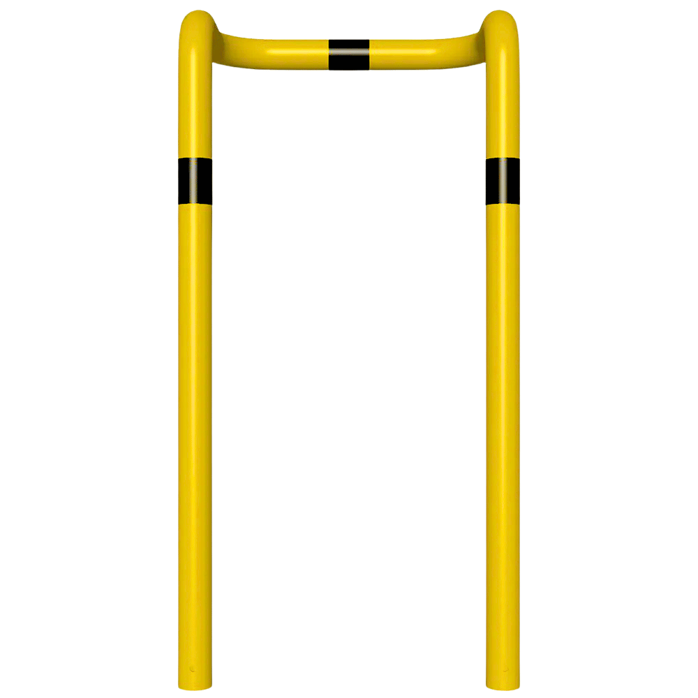 Beschermbeugel Ø76 mm | Geel-zwart | 2x hoek 90° | Voor verankering in beton