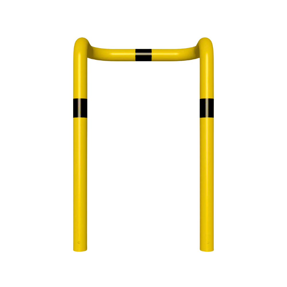 Beschermbeugel Ø76 mm | Geel-zwart | 2x hoek 90° | Voor verankering in beton