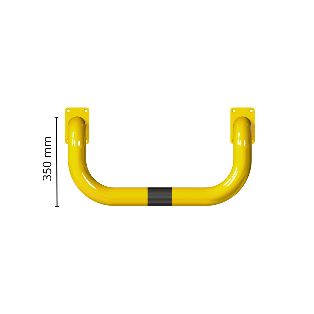 Beschermbeugel Ø76 mm | Geel-zwart | 2x hoek 90° | Op voetplaat