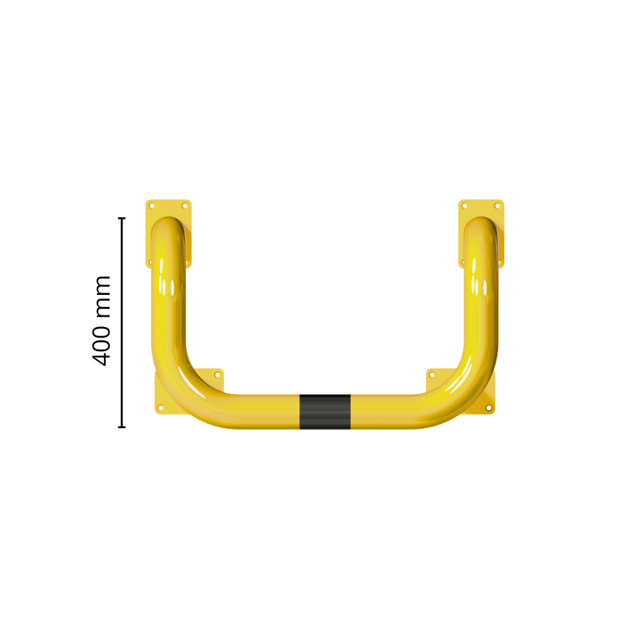 Kolombeschermer Ø76 mm | 2x hoek 90° | Geel-zwart | Op voetplaat