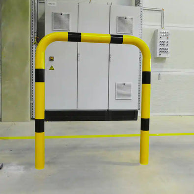 Beschermbeugel Ø76 mm | Geel-zwart | Voor verankering in beton | Zonder tussenbuis