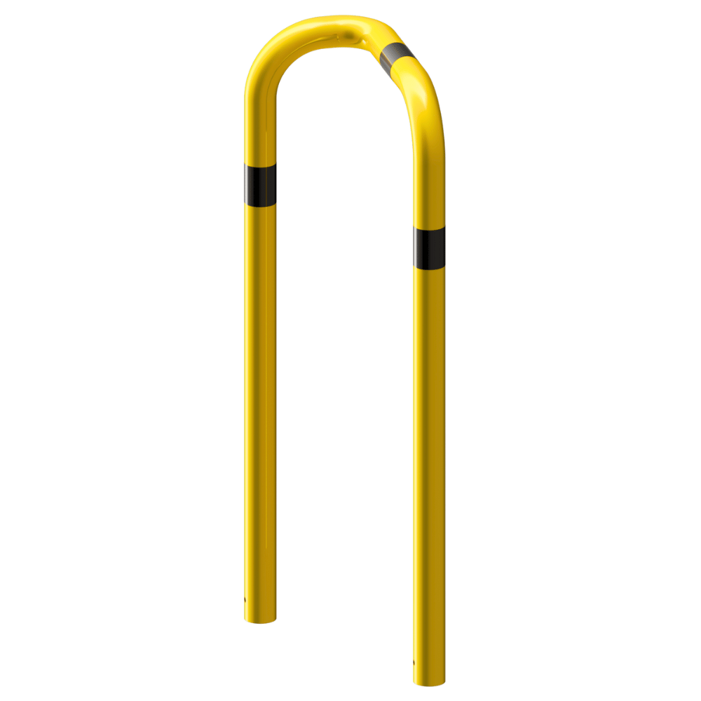 Beschermbeugel Ø76 mm | Geel-zwart | Hoek 90° | Voor verankering in beton