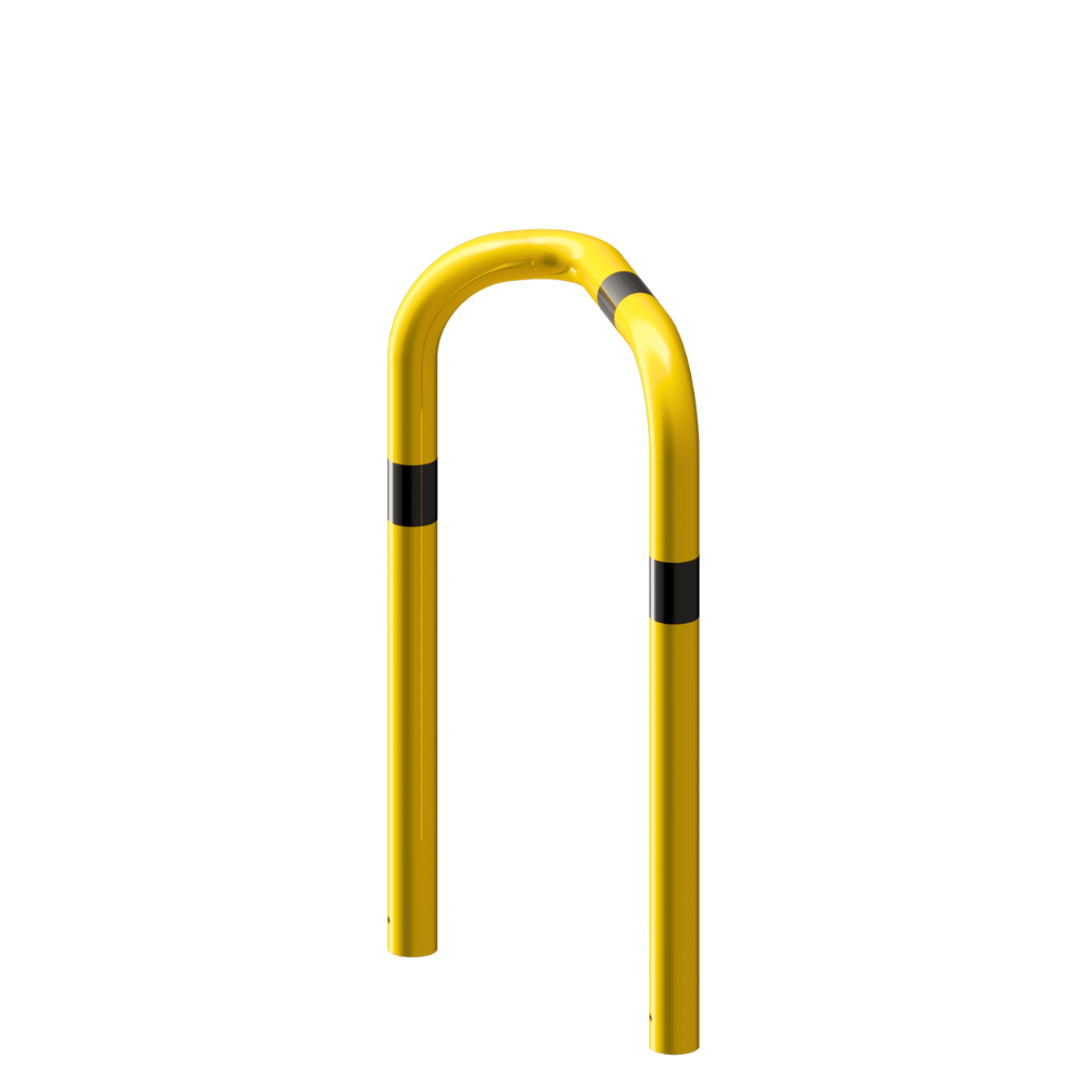 Beschermbeugel Ø76 mm | Geel-zwart | Hoek 90° | Voor verankering in beton