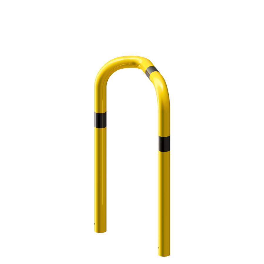 Hoekbeschermer Ø76 mm | Hoek 90° | Geel-zwart | Voor verankering in beton