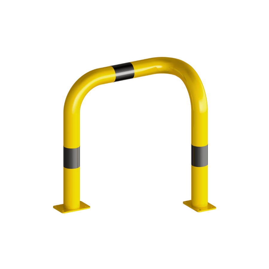 Hoekbeschermer Ø76 mm | Hoek 90° | Geel-zwart | Op voetplaat