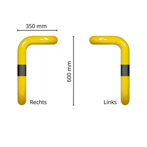 Hoekbeschermer Ø76 mm | Hoek 90° | Geel-zwart | Voor verankering in beton