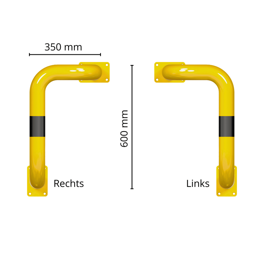 Hoekbeschermer Ø76 mm | Hoek 90° | Geel-zwart | Op voetplaat