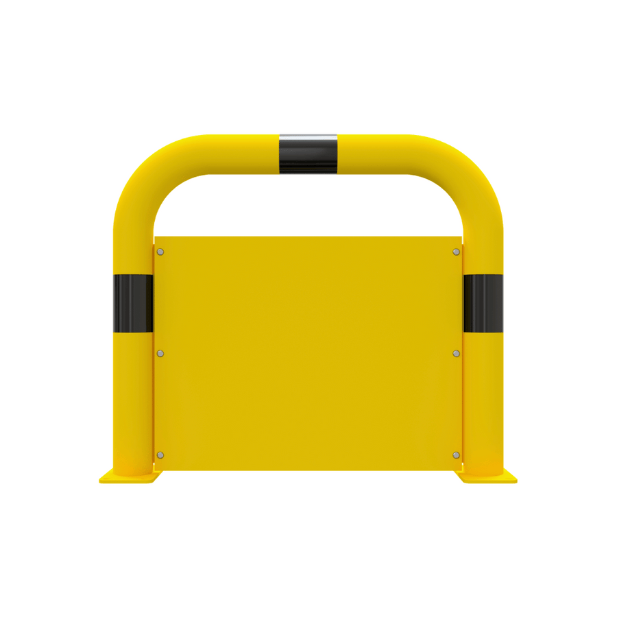 Stelling bescherming Ø76 mm | Geel-zwart | Op voetplaat | Met stootplaat