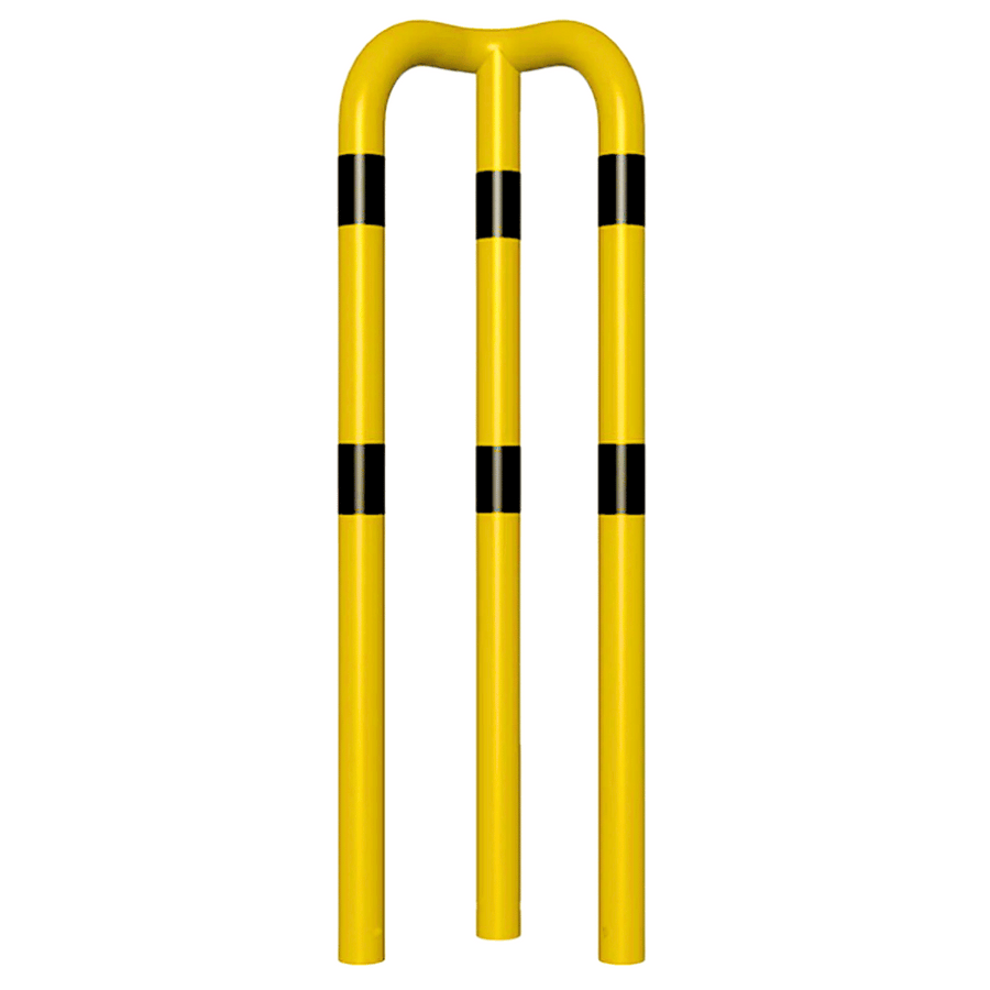 Hoekbeschermer Ø76 mm | Geel-zwart | Hoek 90° | Voor verankering in beton