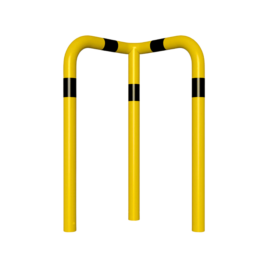 Hoekbeschermer Ø76 mm | Geel-zwart | Hoek 90° | Voor verankering in beton