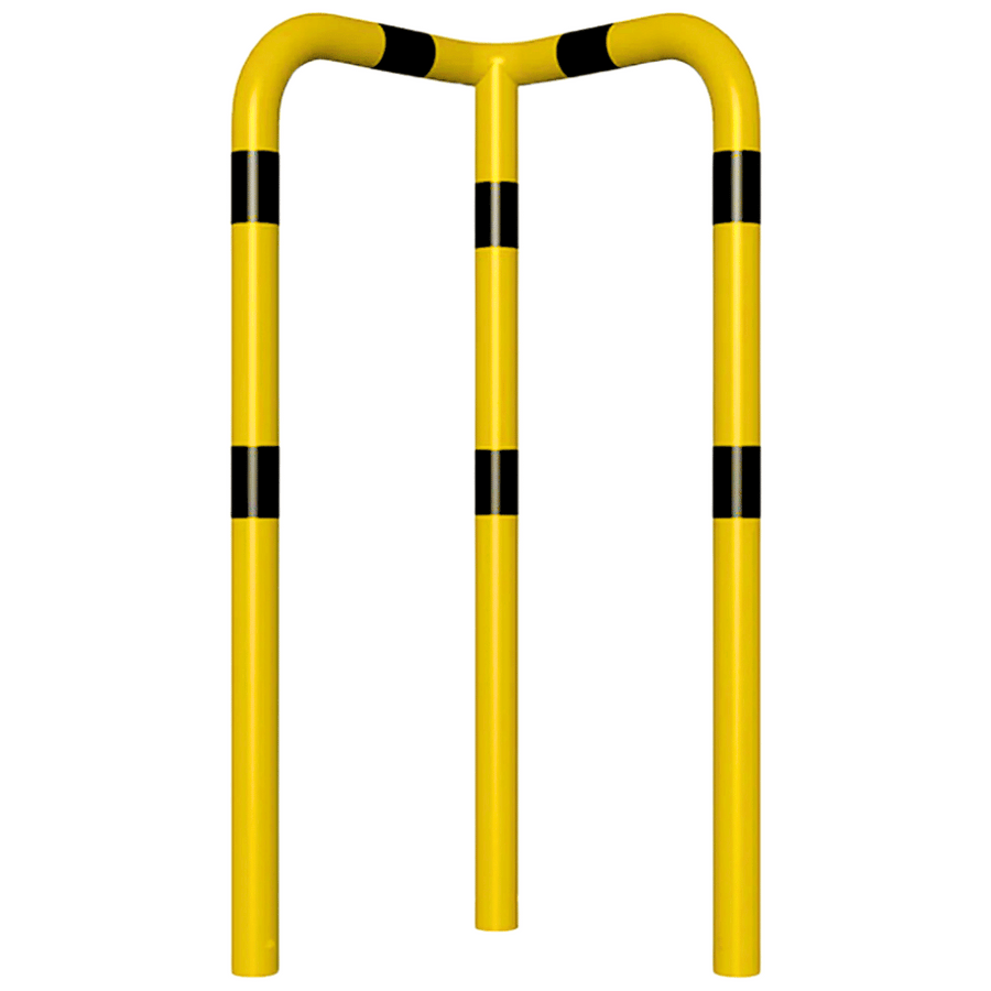 Hoekbeschermer Ø76 mm | Geel-zwart | Hoek 90° | Voor verankering in beton