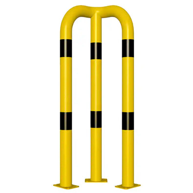 Hoekbeschermer Ø76 mm | Geel-zwart | Hoek 90° | Op voetplaat