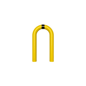 Gele en zwarte beschermbeugel Ø76 mm, 400 x 650 mm, voor verankering in beton.