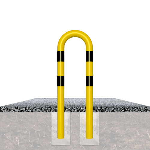 Beschermbeugel Ø76 mm | Geel-zwart | Voor verankering in beton