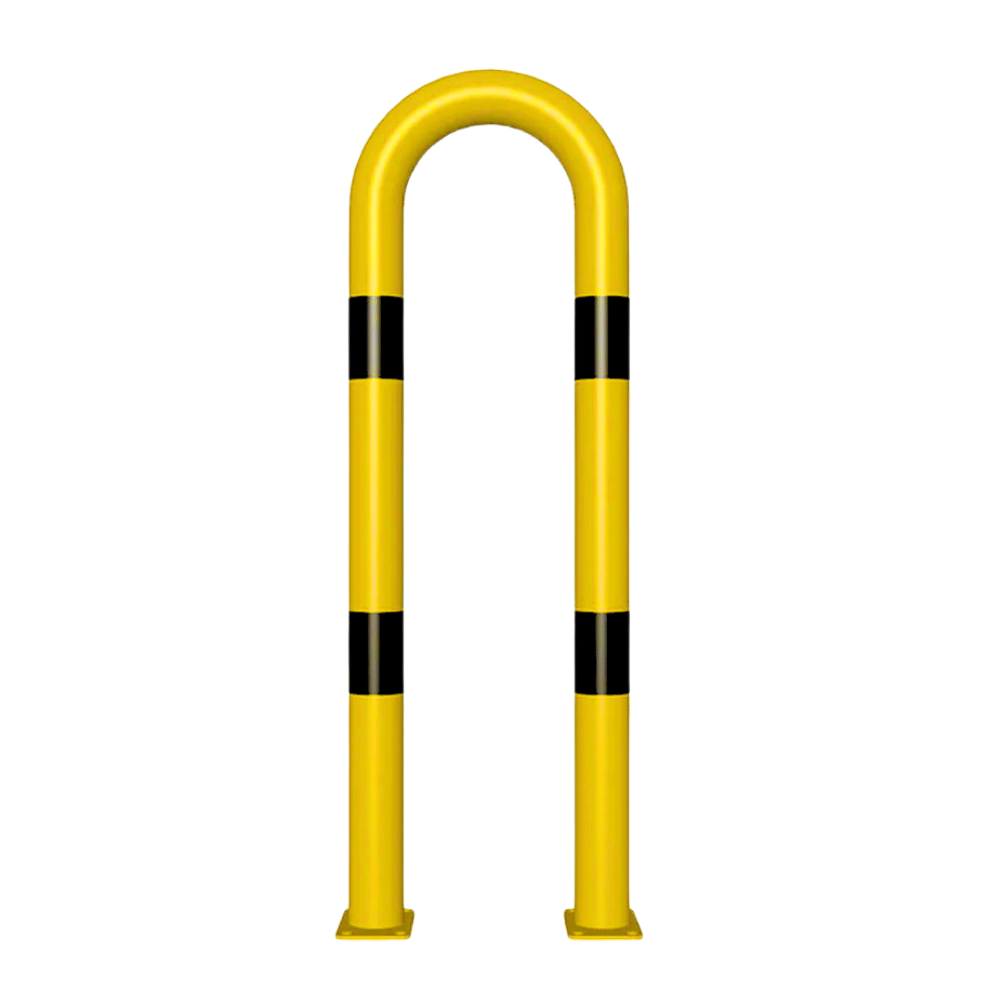 Beschermbeugel Ø76 mm | Geel-zwart | Op voetplaat