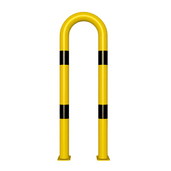 Gele en zwarte stelling bescherming, U-vormig, Ø76 mm, op voetplaat, 400 x 1150 mm.