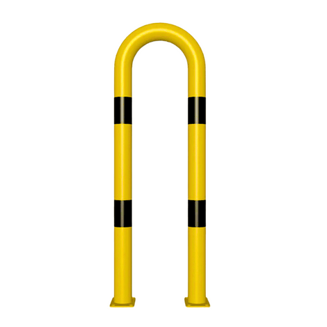 Gele en zwarte stelling bescherming, U-vormig, Ø76 mm, op voetplaat, 400 x 1150 mm.