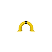 Gele en zwart gestreepte stelling bescherming Ø76 mm met voetplaat, 400x250 mm.