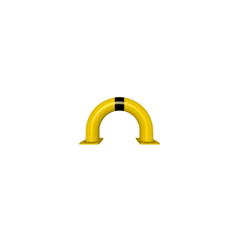 Gele en zwart gestreepte stelling bescherming Ø76 mm met voetplaat, 400x250 mm.