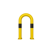 Gele en zwarte stelling bescherming Ø76 mm, 400x650 mm, met voetplaat.
