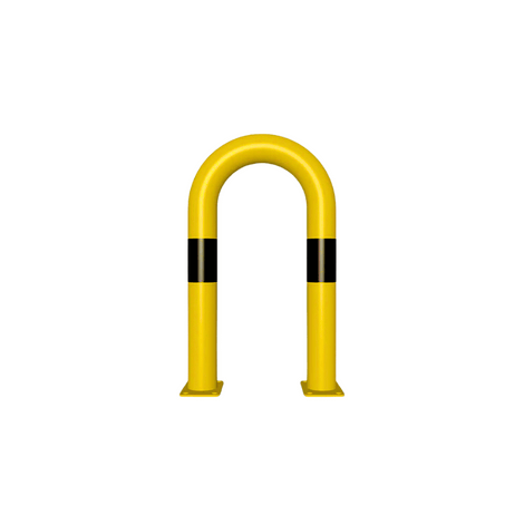Gele en zwarte stelling bescherming Ø76 mm, 400x650 mm, met voetplaat.